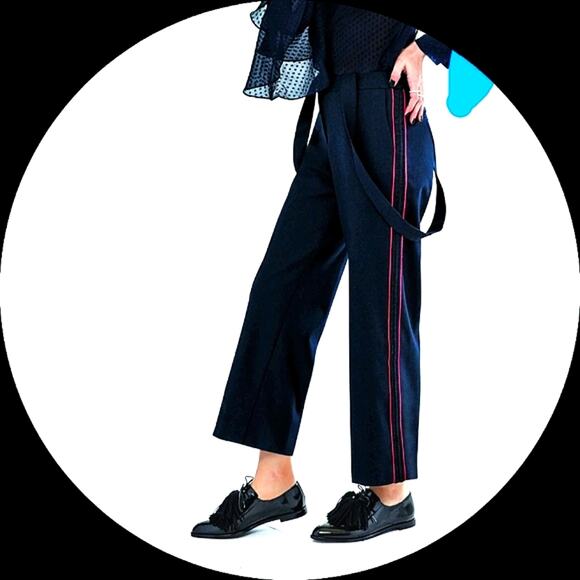 Stylish Black Pants with Red Stripe - Picture 1 of 3